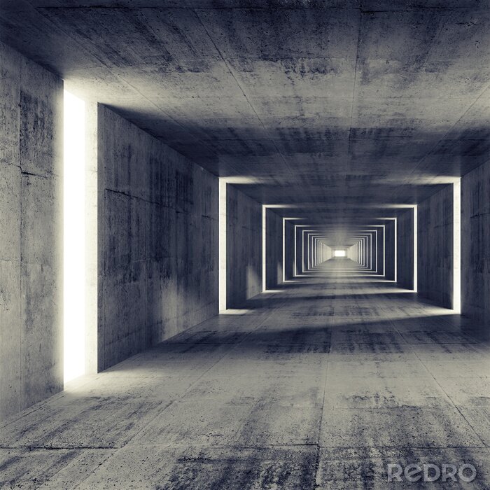 Canvas Donkere tunnel van beton