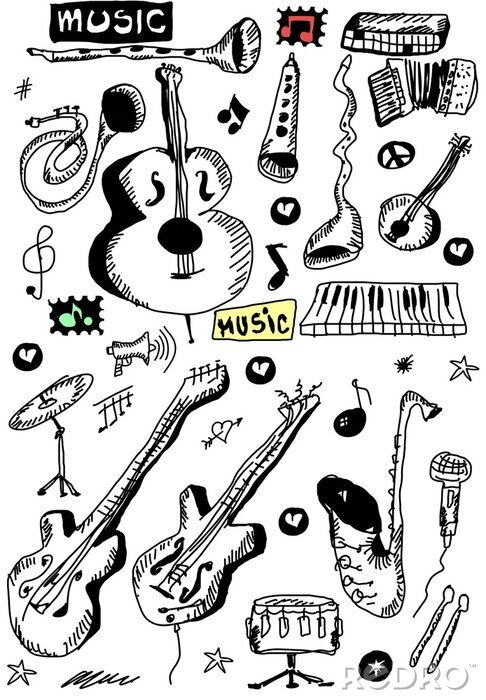 Canvas Doodle muziekinstrumenten