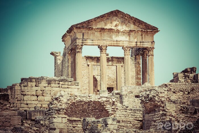Canvas Dougga, Romeinse ruïnes: een UNESCO World Heritage Site in Tunesië