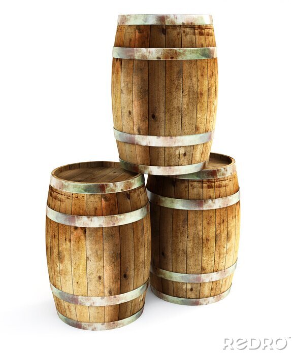 Canvas Drie houten vaten op elkaar gestapeld