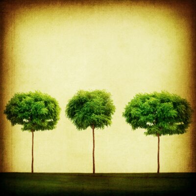 Canvas Drie retro bomen
