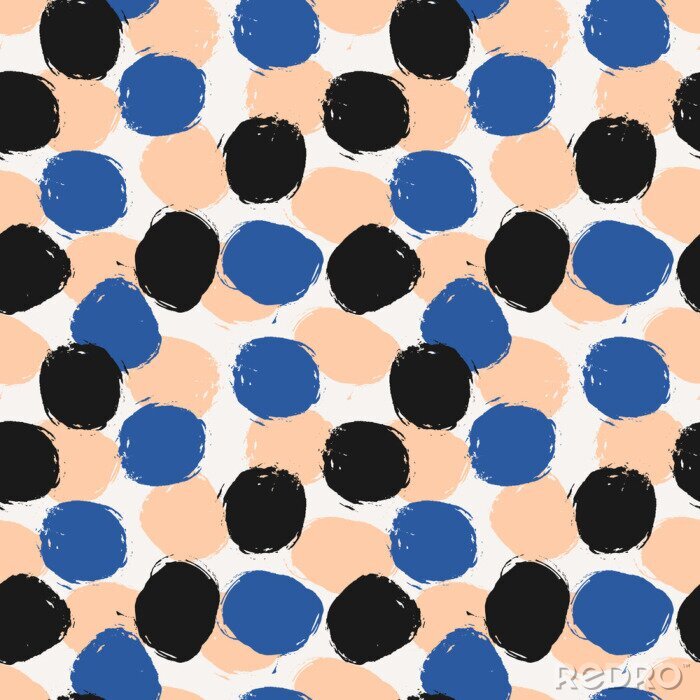 Canvas Driekleurig motief met onregelmatige cirkels