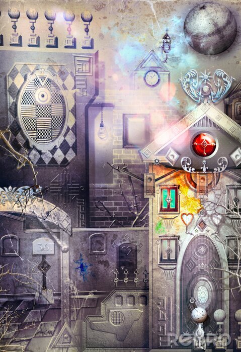 Canvas Droomstad met kasteel en paleizen