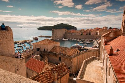 Canvas Dubrovnik met een jachthaven