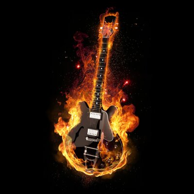 Canvas E Guitar on Fire