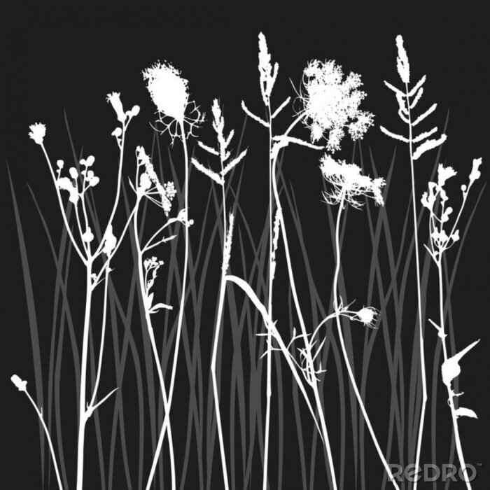 Canvas echte gras silhouet - vector - twee kleuren