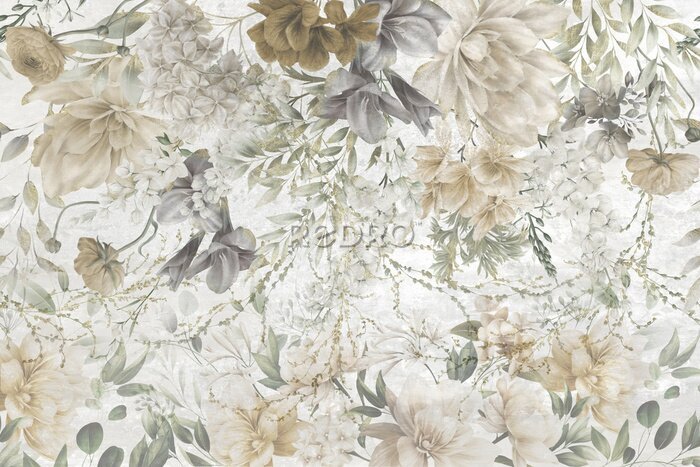 Canvas Een artistiek pioenrozenarrangement