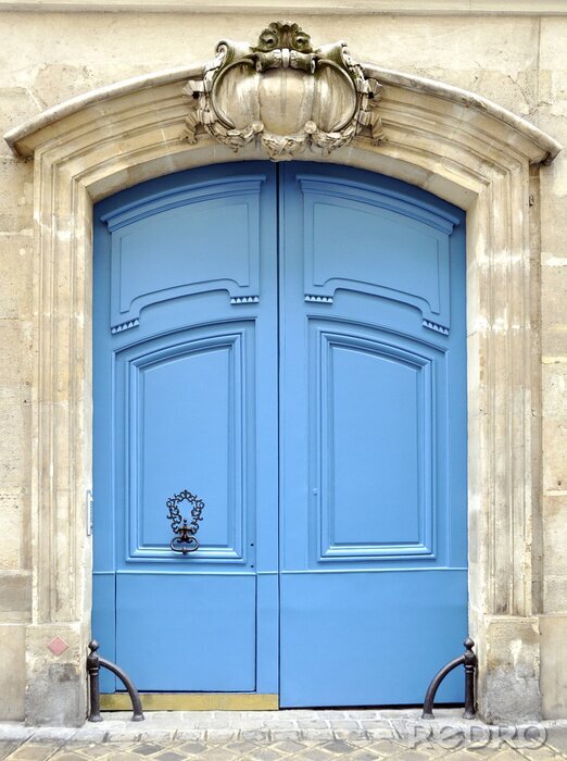 Canvas Een blauwe deur in Parijs