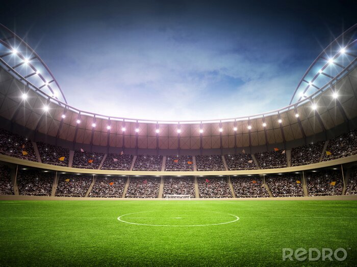 Canvas Een blik op de volle tribunes van het voetbalstadion.