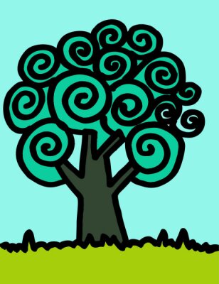 Canvas Een boom in kinderstijl