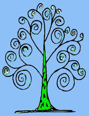 Een boom op de schets van een kind
