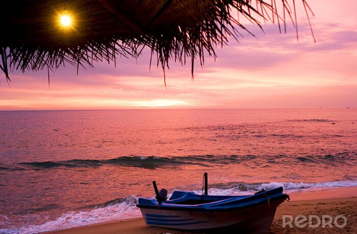 Canvas Een boot aan de wal