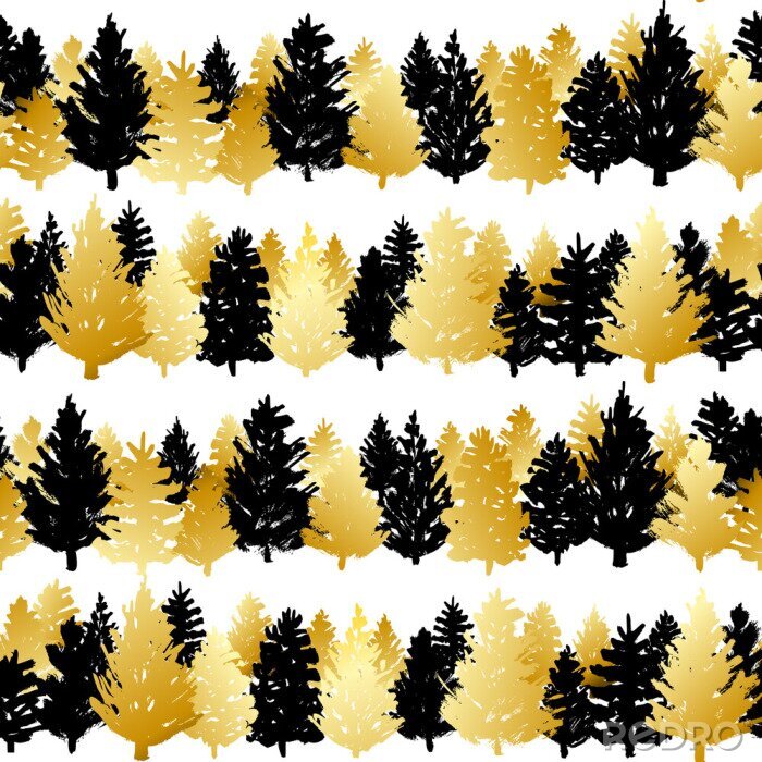 Canvas Een dik bos van zwart en goud