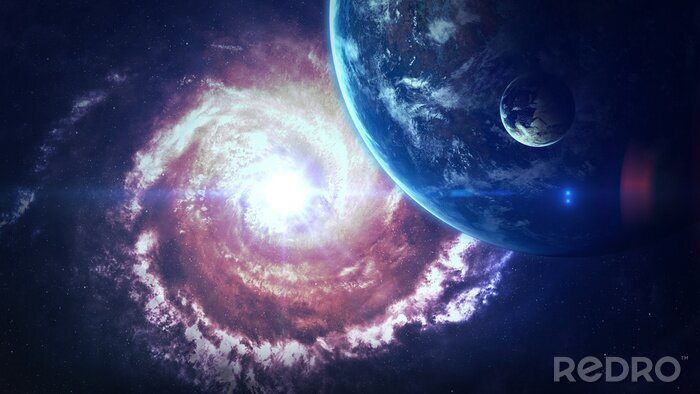 Canvas Een kosmisch uitzicht met een wervelend sterrenstelsel