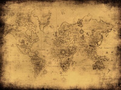 Een oude kaart van Europa, gestileerd als een beschadigde kaart