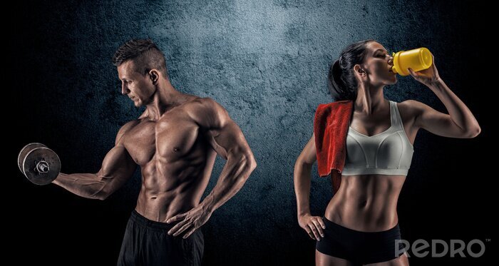 Canvas Een paar atleten in de sportschool