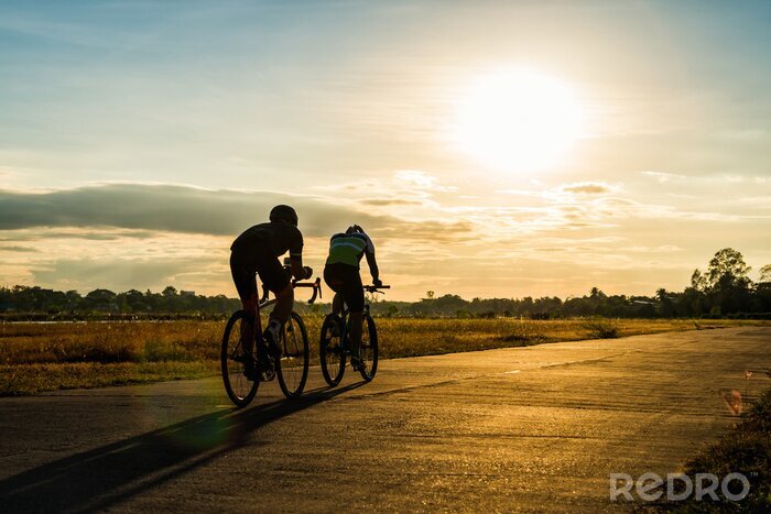 Canvas Een paar fietsers op reis