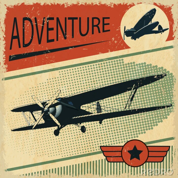 Canvas Een retro luchtvaartavontuur