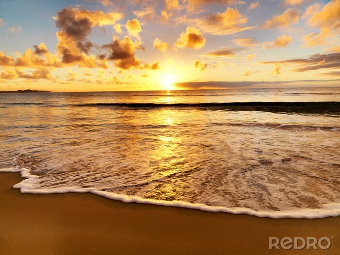 Canvas Een romantische zonsondergang op het strand
