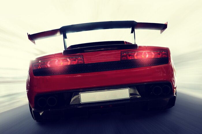 Canvas Een snelle sportwagen