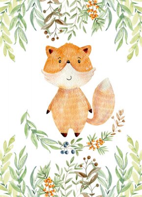 Canvas Een sprookjesachtige vos tussen de takjes