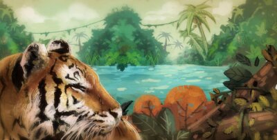 Canvas Een tijger in de jungle