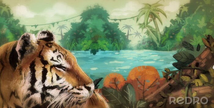Canvas Een tijger in de jungle