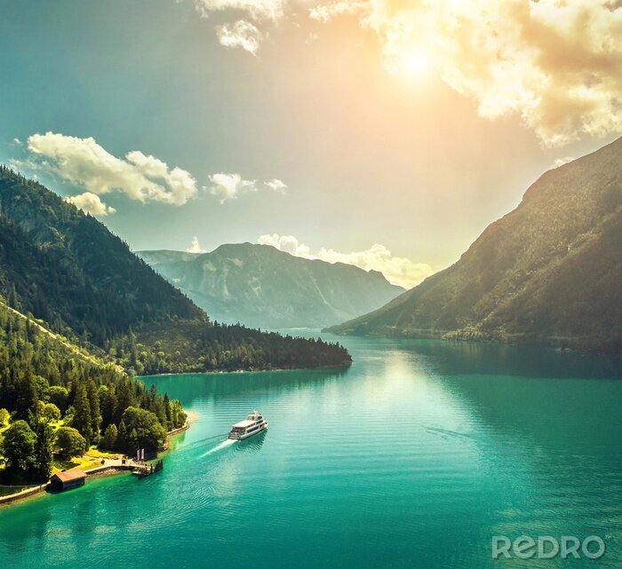 Canvas Een turquoise meer in de Alpen