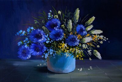 Canvas Een vaas met wilde bloemen