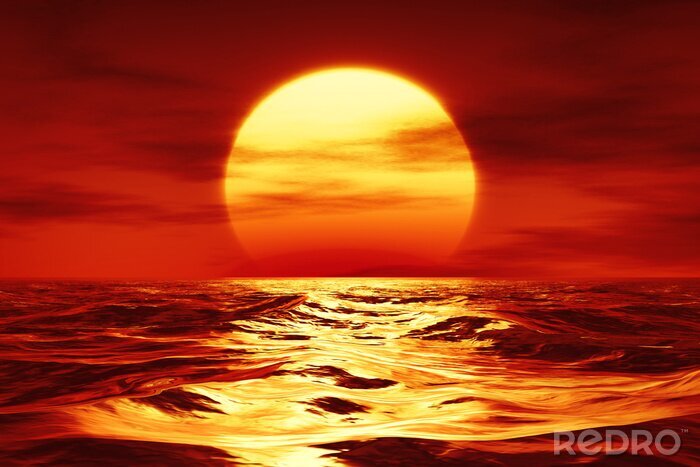 Canvas een zonsondergang over de wilde zee
