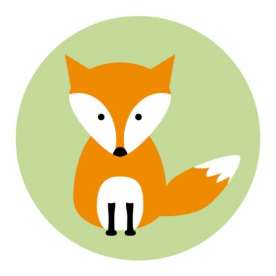 Eenvoudige illustratie van een vos op een groene achtergrond