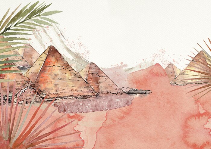 Canvas Egypte. Aquarel reizen hebben.