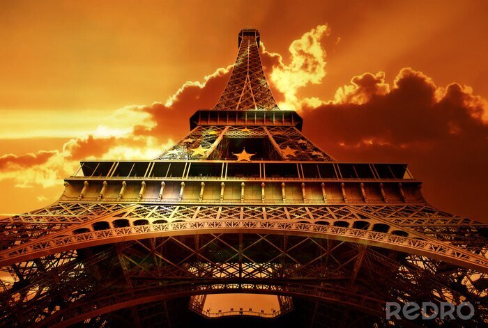 Canvas Eiffel toren op sunset