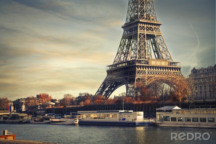 Canvas Eiffeltoren aan de rivier