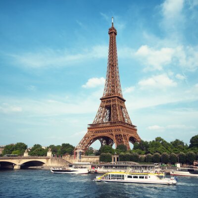 Canvas Eiffeltoren en de rivier de Seine in Parijs