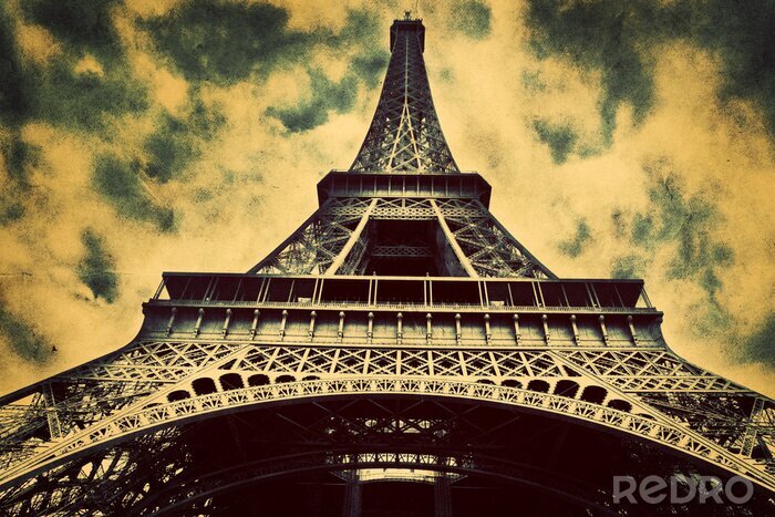 Canvas Eiffeltoren van onderaf
