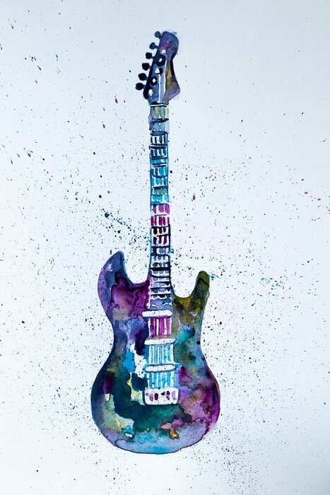 Canvas Electric Guitar Watercolor