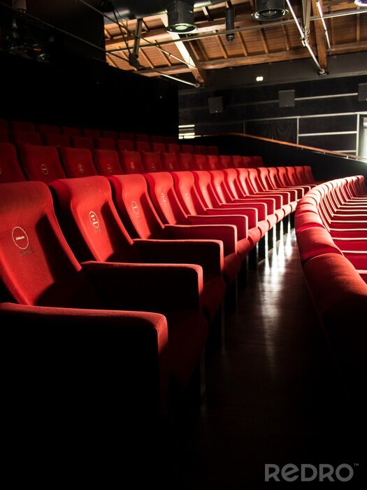 Canvas Empty Red Chairs At Movie Theater