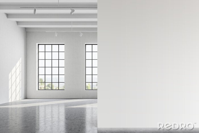 Canvas Empty white office room with mock up wall