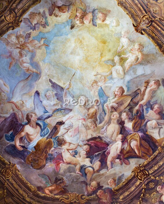 Canvas Engel van de Heer op een fresco in barok