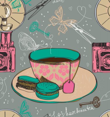 Behang Engelse kop op een grijze achtergrond