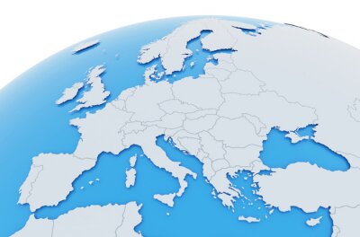 Canvas Erde Europa Länder - hellgrau blau