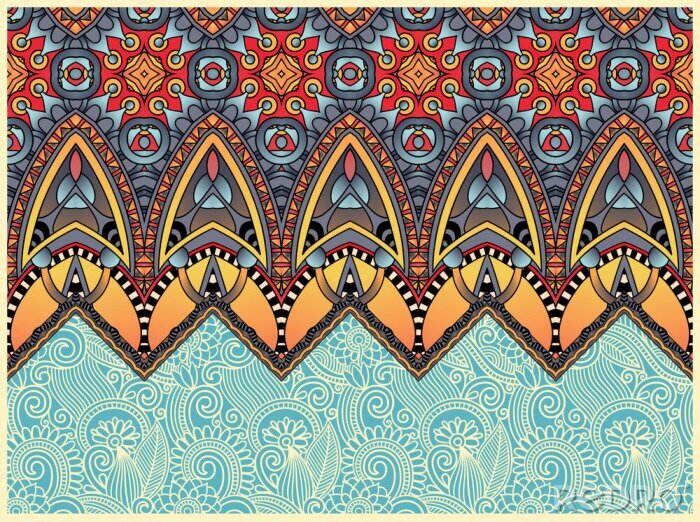 Canvas etnische horizontale authentieke decoratief paisley patroon voor uw