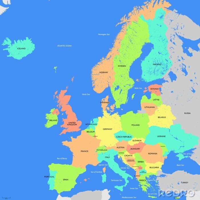 Canvas Europe map detailed