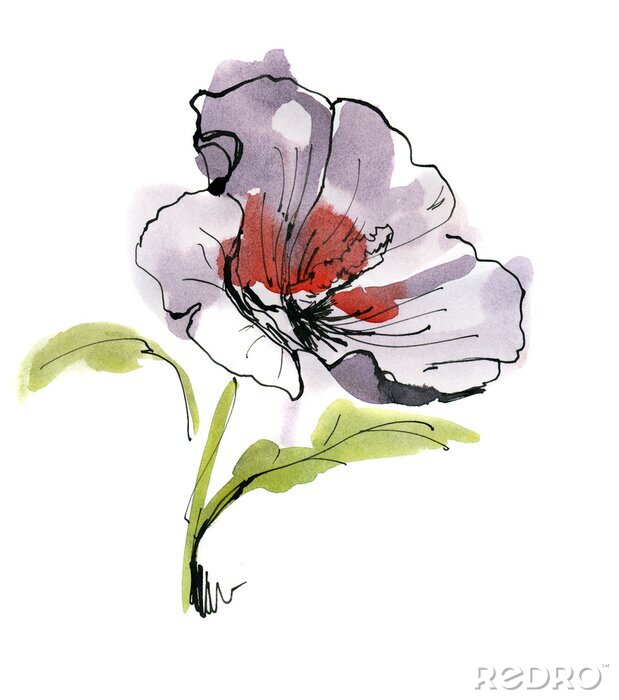 Canvas Exotische bloem op aquarel