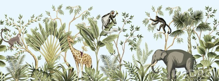 Canvas Exotische dieren in de tropische jungle