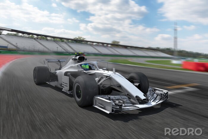 Canvas F1-racebaan en witte raceauto
