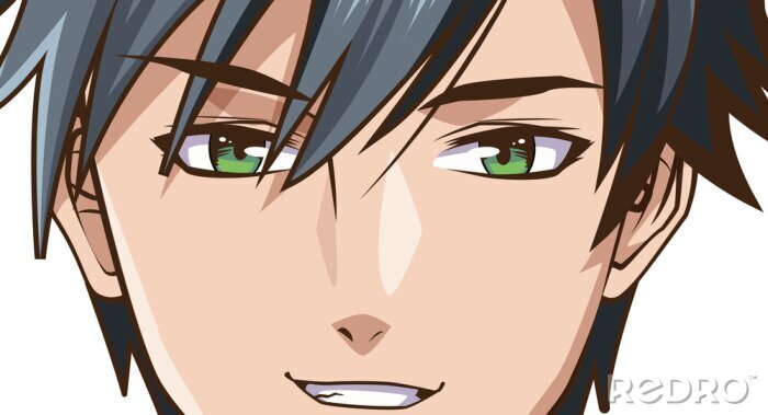 Canvas face young man anime style character