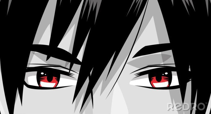 Canvas face young man monochrome anime style character
