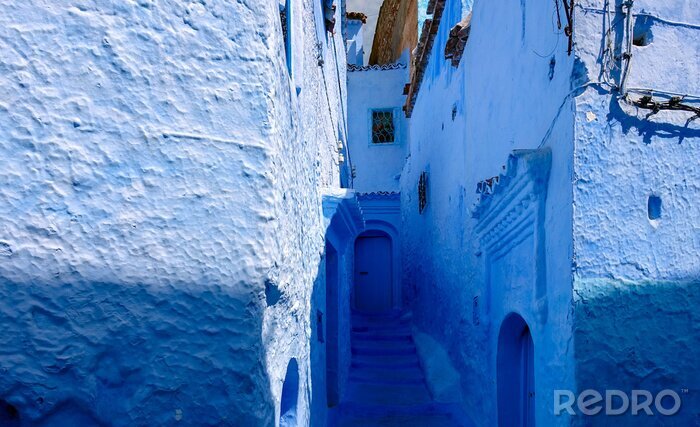 Canvas Famous blue wall city of Chefchaouen, Morocco.